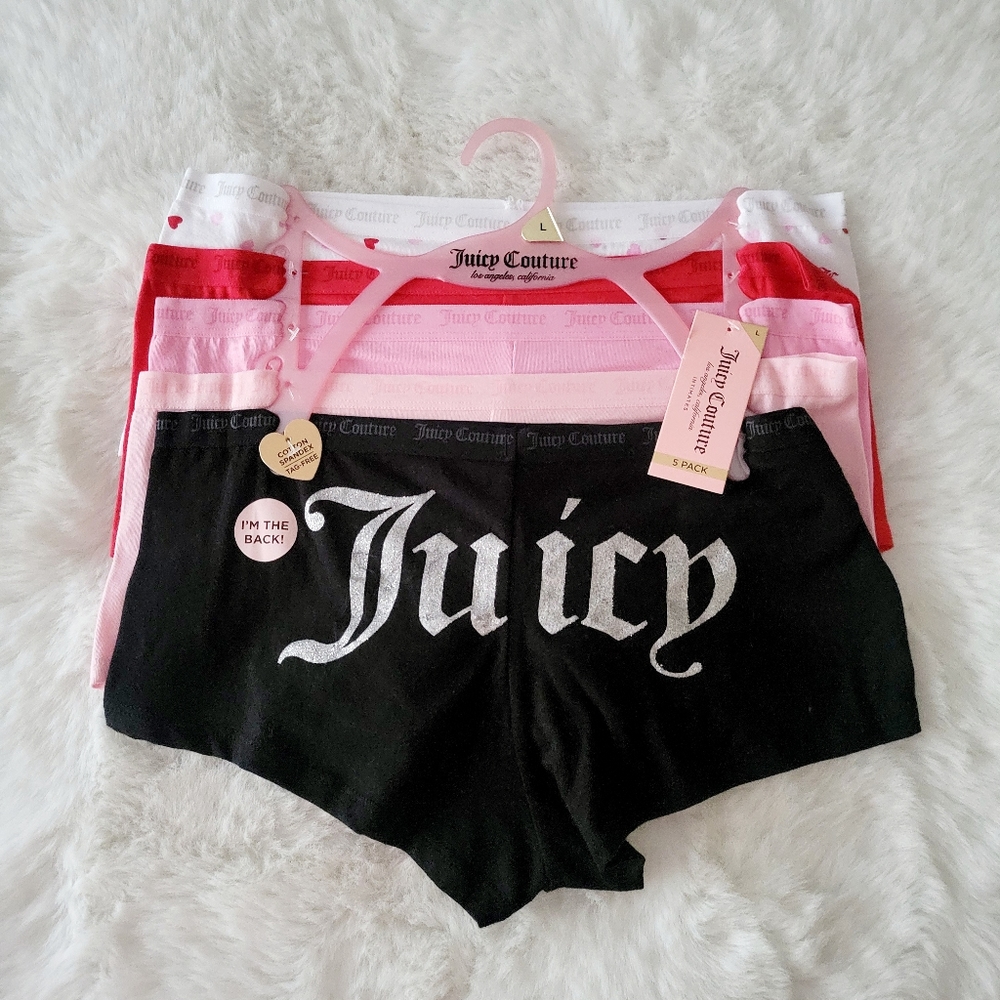 💞JUICY COUTURE BRAND NEW 5-PACK BOYSHORTS SIZE L